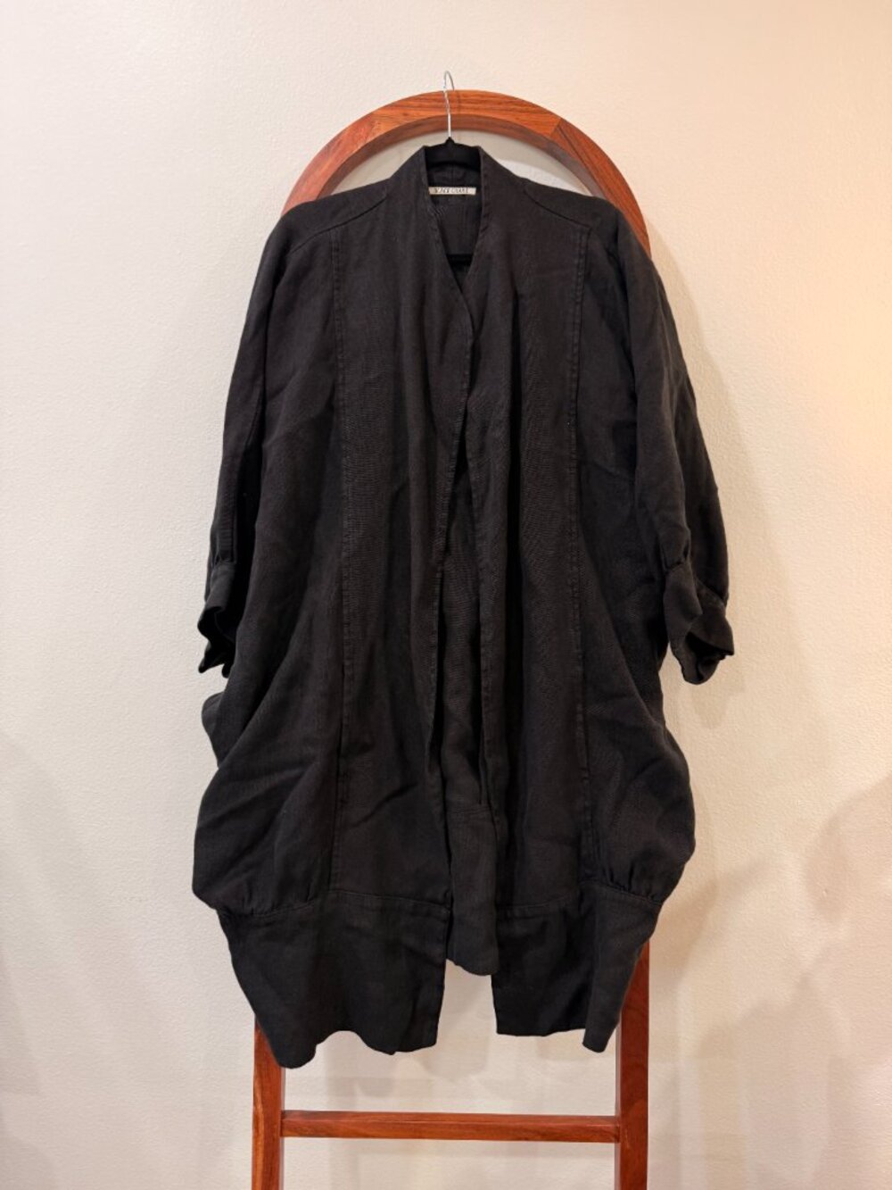 Black Crane - 100% Linen Black Duster / Cardigan - O/S - Picture 2 of 5